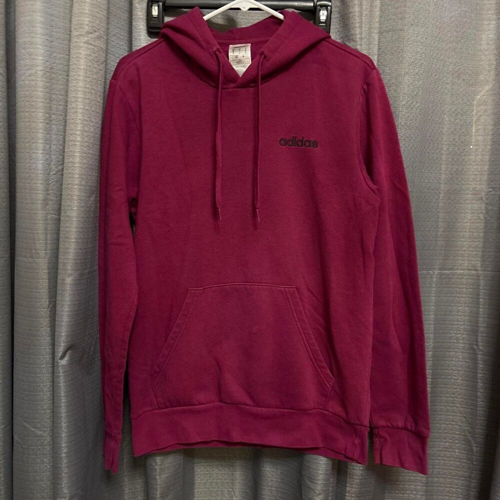Adidas Men's Pink and Burgundy Hoodie